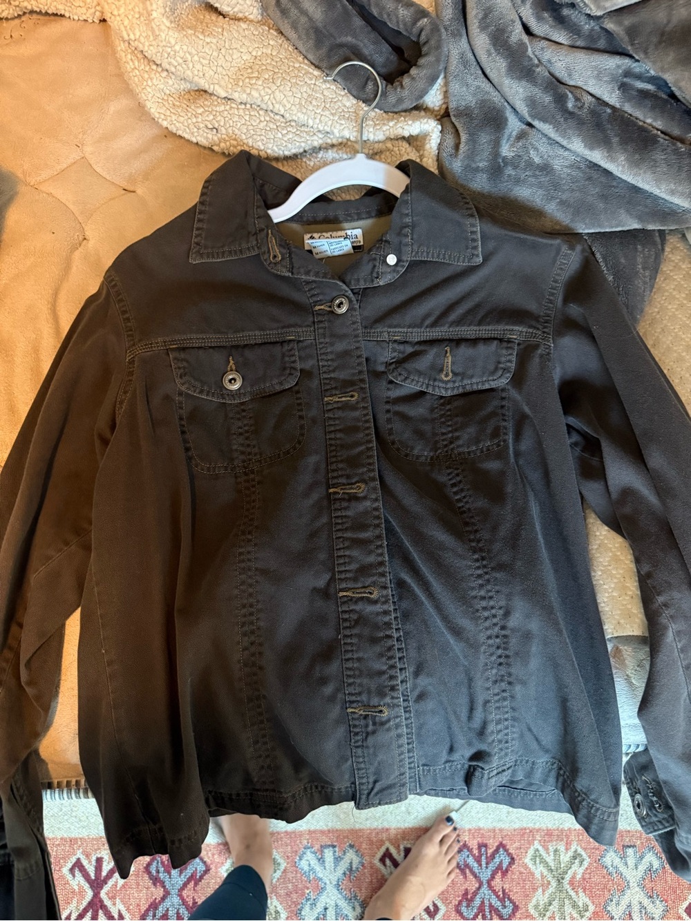 Black Utility Jacket with Chest Flap Pockets - Women's